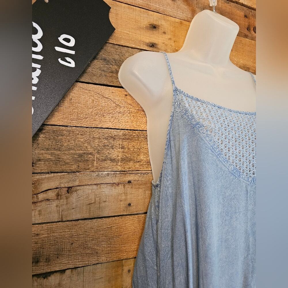 Earthbound Women's boho Baby Blue High Low handkerchief hemline Tank Dress Sz XL - Picture 11 of 15